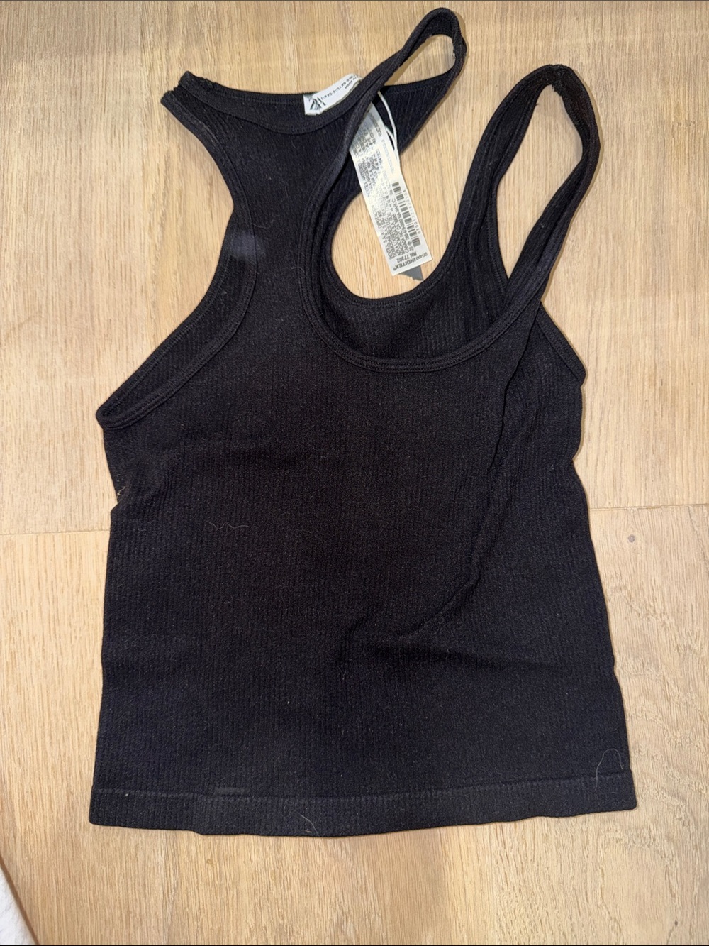 Zara Black Ribbed Racerback Tank